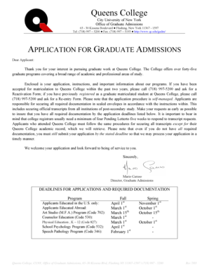 Queens College Graduate Admission Application