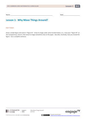 Common Core Mathematics Exit Ticket