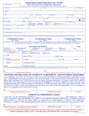 USJF Short-Term Individual Membership Application