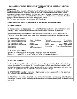 Exceptional Needs Funding Application Form