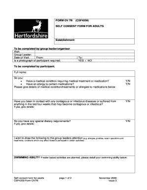 Form OV7 B - Self consent Form