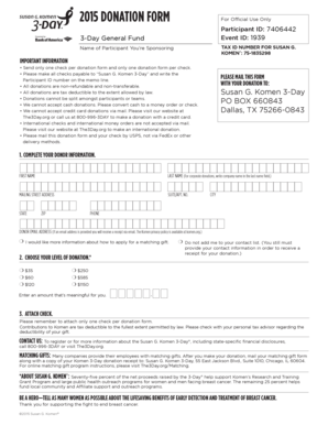 Susan G. Komen 3-Day Donation Form