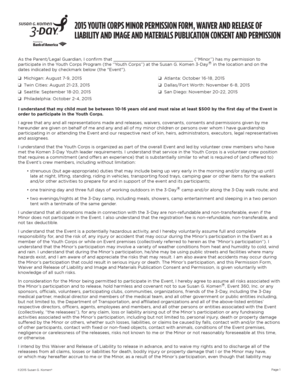 Youth Corps Minor Permission Form