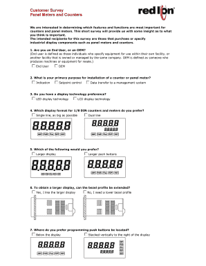Customer Survey for Panel Meters and Counters