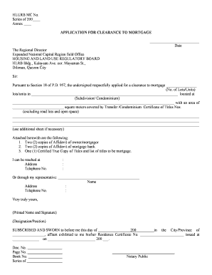 Application for Clearance to Mortgage