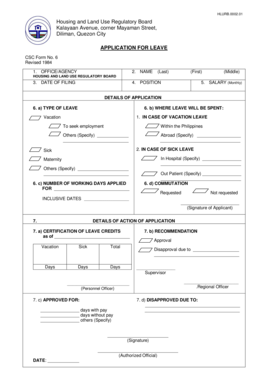 Application for Leave