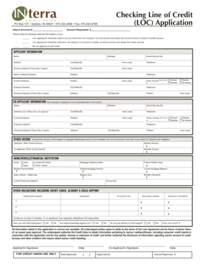 Interra Credit Union Line of Credit Application
