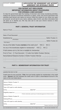 Account Application for Revocable Trust Membership