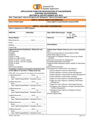 Application Form for Registration of Salesperson