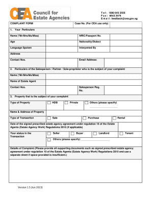 Singapore Real Estate Complaint Form