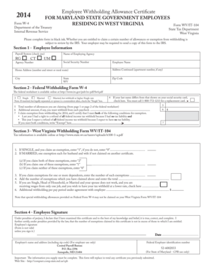 Maryland W-4 Form for West Virginia Residents