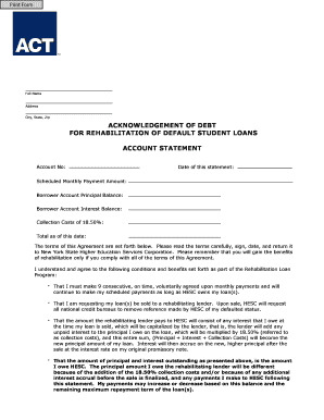 Rehabilitation Agreement for Default Student Loans