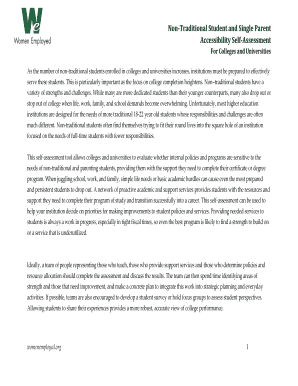 Non-Traditional Student and Single Parent Accessibility Self-Assessment