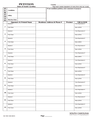 South Carolina Candidate Petition Form