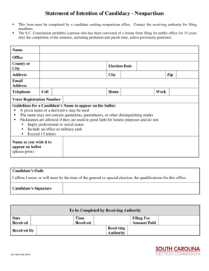 Statement of Intention of Candidacy - Nonpartisan