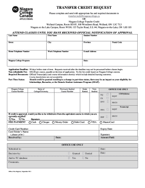 Transfer Credit Request Form