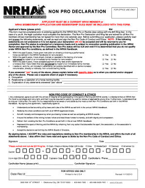 NRHA Non Pro Declaration Form