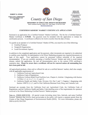 Certified Farmers' Market Certificate Application