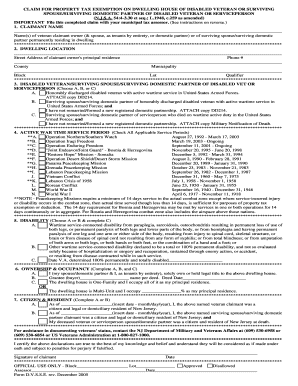 New Jersey Disabled Veteran Property Tax Exemption Form