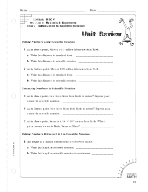 Scientific Notation Worksheet