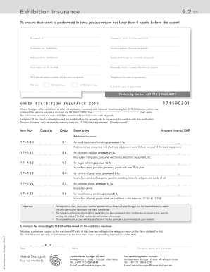 Exhibition Insurance Application Form