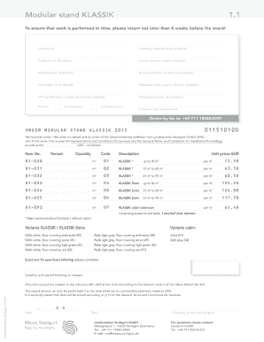 Modular Stand Order Form
