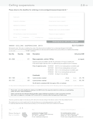 Ceiling Suspension Order Form