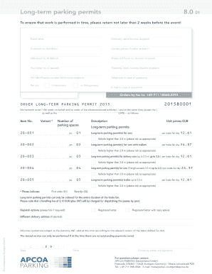 Langzeitparkausweis Bestellformular