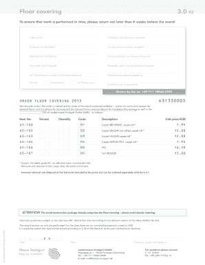 Floor Covering Order Form