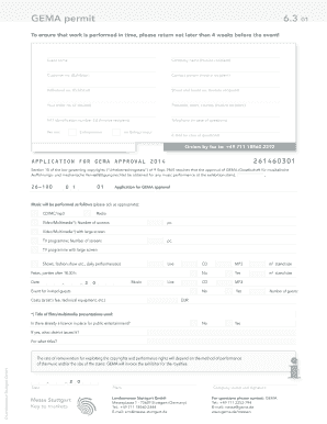 Executive coaching report template - 6.3 GEMA permit 2014 - Messe Stuttgart