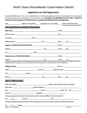 Texas Well Registration Application