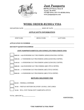 Russia Visa Application Form