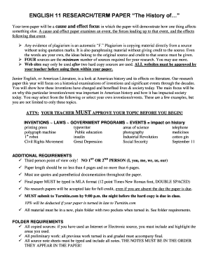 Junior English Research Paper Assignment