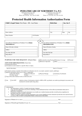 Protected Health Information Authorization Form