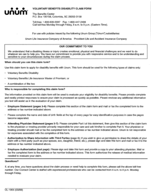 Voluntary Benefits Disability Claim Form