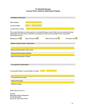 Fee-Based Brokerage Account Waiver Form