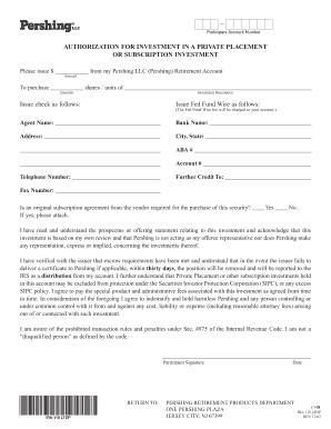 Authorization for Private Placement Investment