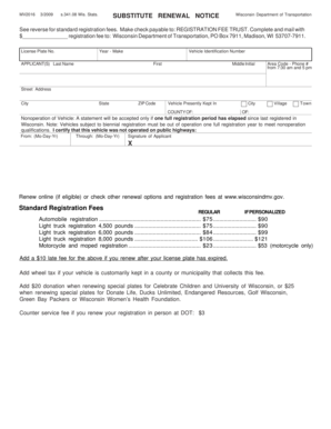 Wisconsin Vehicle Registration Renewal Form