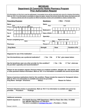 Michigan Pharmacy Prior Authorization Request