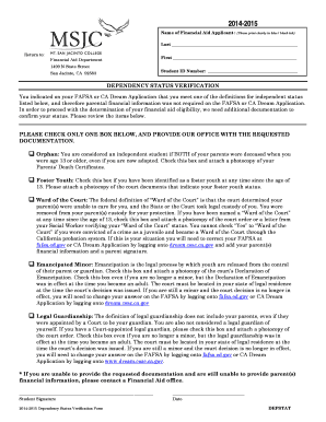 Dependency Status Verification Form