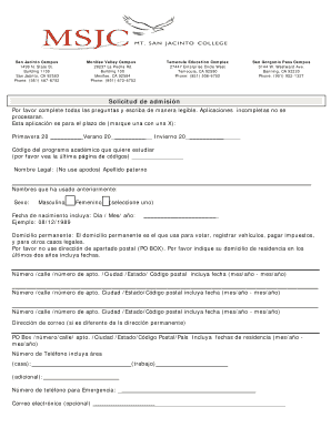 Solicitud de admisión