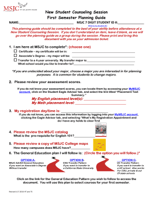 New Student Counseling Session Planning Guide