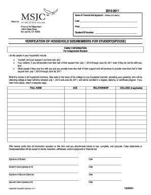 Independent Household Verification Form