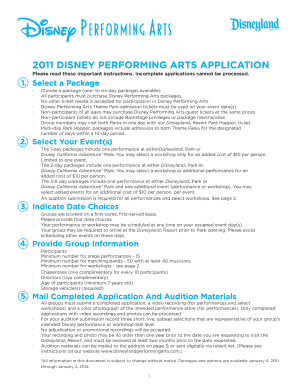 2011 Disney Performing Arts Application