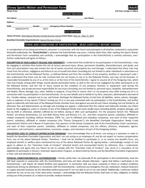 Disney Volunteer Waiver and Permission Form