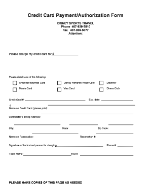 Credit Card Payment Authorization Form