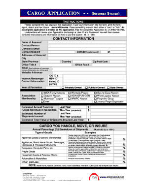 Cargo Insurance Application Form
