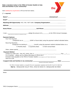 YMCA of Greater Seattle Donation Form