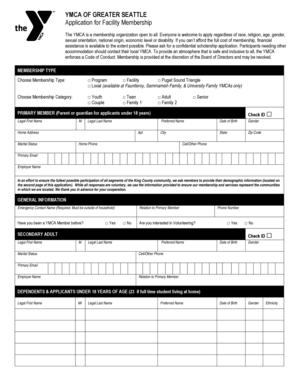 YMCA of Greater Seattle Facility Membership Application