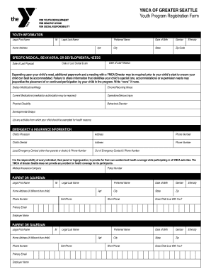 YMCA Summer Camp Registration Form